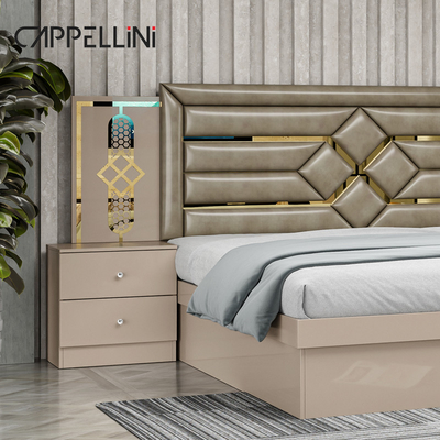 Preço Barato Tamanho Rainha Cabeçalho de madeira Leather Bed Modern Rom Suite Luxury King Size Mdf Set de móveis de quarto completo