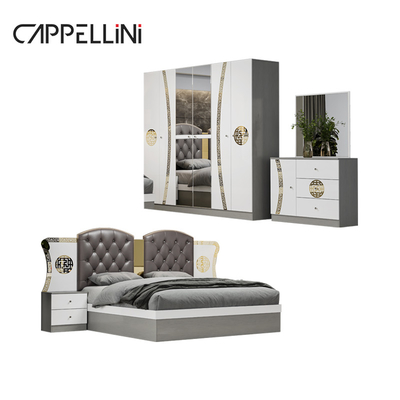 Simples Modern Double King Size Leather Bed Room Suite Home Luxury Queen Madeira Mdf Set de móveis para quarto completo