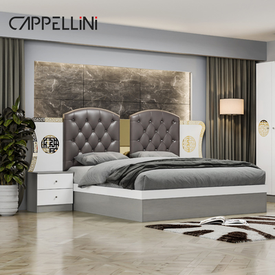 Simples Modern Double King Size Leather Bed Room Suite Home Luxury Queen Madeira Mdf Set de móveis para quarto completo