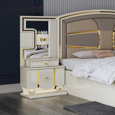 Preço por atacado King Size Cama Dupla de Couro Suíte Master Room Casa Branca Full Wooden Mdf Luxury Set de Mobiliário de Quarto