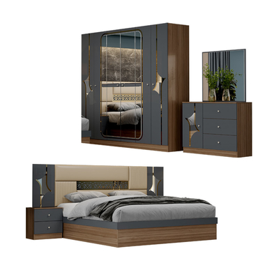 Portagem Livre Baixo Preço Turco Quarto Dormitório Duplo King Casa Armazém de Madeira Mdf Moderno Luxo Full Size Set de Mobiliário de Quarto