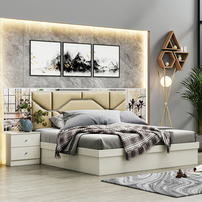 Novo Design Varejo de Quartos de Cama Dupla de Madeira Luxo Casa Armazém de Madeira Barata King Size Móveis Modernos Quartos de Cama