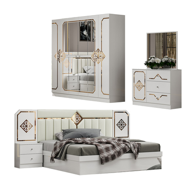Foshan Wholesale Cheap Luxury Double King Size Bedroom Set Modern Home Completo Quadro de madeira conjunto de quarto móveis