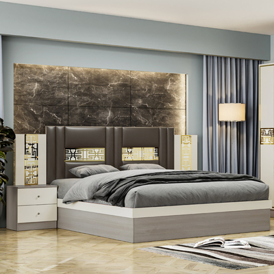 Cama de grande porte de madeira contemporânea Cama principal completa Casa dupla de luxo Modernos móveis de quarto