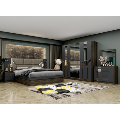 Venda no mercado a retalho Barato Quadro de madeira de luxo Quadro de cama de tamanho King Duplo Casa moderna Turco Madeira MDF Quarto completo mobília