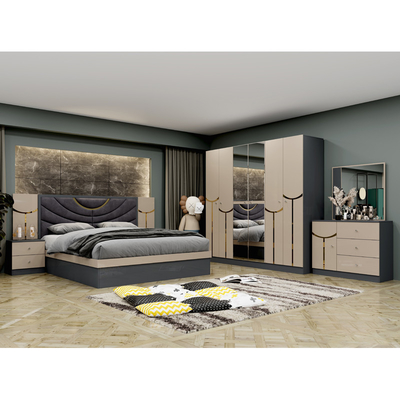 Venda no mercado a retalho Barato Quadro de madeira de luxo Quadro de cama de tamanho King Duplo Casa moderna Turco Madeira MDF Quarto completo mobília