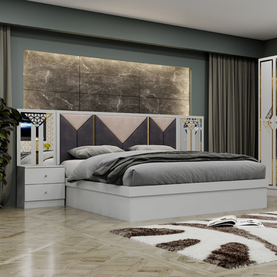 Quadro de madeira de alta qualidade Modern King Size Cama Dupla Casa Suíte Rainha Full Luxury Turco Mobiliário de madeira