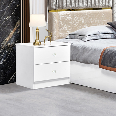 Quadro de madeira branca de alto brilho Suíte de cama dupla de luxo King Size Modern Design Mdf Full Set Mobiliário de quarto