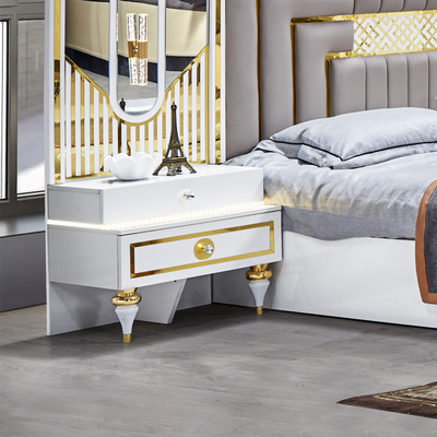 Venda por atacado Quadro de madeira moderno de alta qualidade Cama de casal Casa Master King Size Luxury Turkish Bedroom Furniture Set