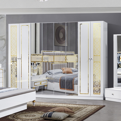 Venda por atacado Quadro de madeira moderno de alta qualidade Cama de casal Casa Master King Size Luxury Turkish Bedroom Furniture Set