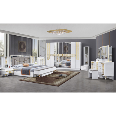 Quadro de madeira de alta qualidade para venda a retalho Cama de casal Largem quarto de grande porte Madeira de luxo moderno conjunto de quarto completo Móveis