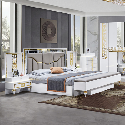 Quadro de madeira de alta qualidade para venda a retalho Cama de casal Largem quarto de grande porte Madeira de luxo moderno conjunto de quarto completo Móveis