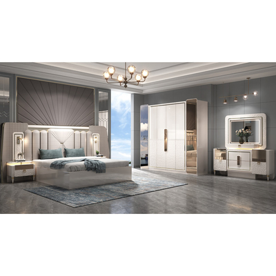 Novo Design Moderno Headboard Iluminado Madeira King Size Set de Quarto de Cama Quadro de Madeira Duplo Full Luxury Casa Mobiliário Quarto Sets