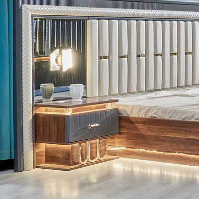 Alta Qualidade Moderna Madeira King Size Cama Dupla Deca de Couro Cabeçalho Madeira Luxo Casa Mobiliário Quartos