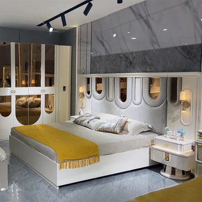 Novo design por atacado de madeira duplo King Size Suíte de cama de madeira Quadro de madeira moderno Luxo mobiliário de madeira casa conjuntos de quarto