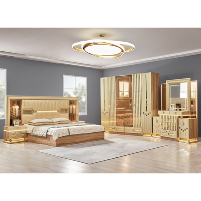 2025 New Modern Design King Size Double Leather Bed Suite Master Room Full Set Luxury Madeira 5 peças mobiliário para casa conjuntos de quarto