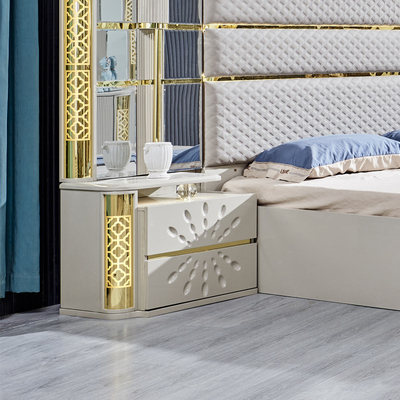 Modern Luxury Villa Madeira Quadro King Size Cama Casa Real Clássica Madeira Rainha Duplo Couro Set de Móveis de Quarto Completo