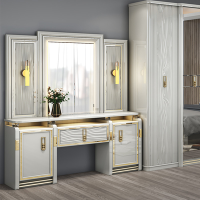 Completo de couro moderno de madeira King Size Cama 5 peças conjuntos Quarto Duplo Queen Full Luxury Casa quarto mobiliário conjunto