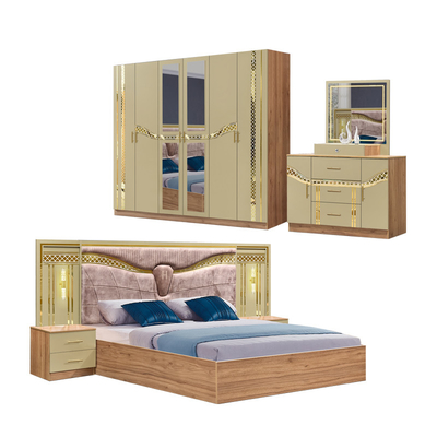 2025 Full King Size Madeira Turco conjunto de móveis de quarto Quadro de madeira Casa de cama dupla barato Luxo conjunto de quarto móveis
