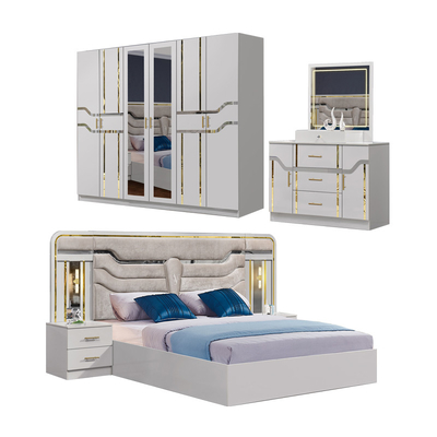 Cheap Wholesale Simples Madeira Quadro King Size Cama Dupla Casa Apartamento Madeira Moderno Luxo Turco Full Set de Móveis Quarto