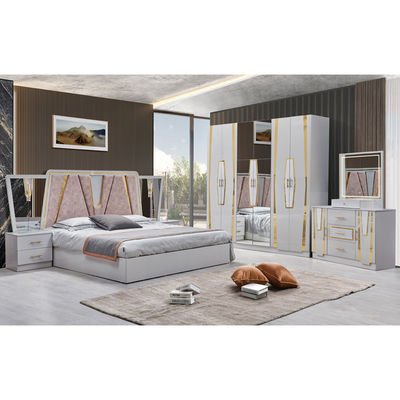 Foshan Gráfico de Madeira Quadro Duplo Couro King Size Suíte de Cama Casa Rainha de Madeira Cheap Full Modern Luxury Set de Mobiliário de Quarto