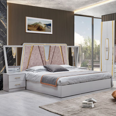 Foshan Gráfico de Madeira Quadro Duplo Couro King Size Suíte de Cama Casa Rainha de Madeira Cheap Full Modern Luxury Set de Mobiliário de Quarto