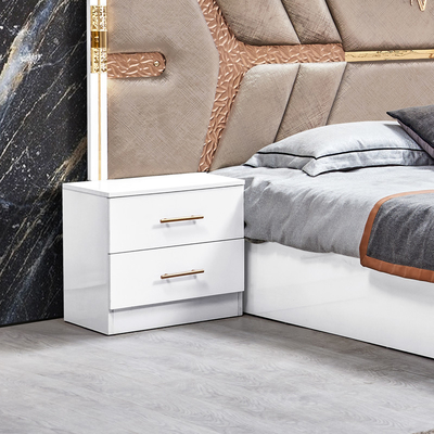 Estilo turco de luxo Quadro de madeira King Size Set de cama Led Headboard Modern Classic Full Home Set de quarto de madeira Mobiliário