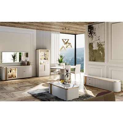 Display de vidro branco de design simples Estante de vinho Mobiliário de sala de jantar moderno e luxuoso Sala de estar Armazém de vinhos de madeira