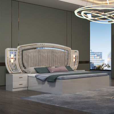 Cheap Wholesale Full 5 Pieces Modern Bedroom Furniture Set Home Apartment Completo Quadro de Madeira Duplo Leito de Luxo King Size