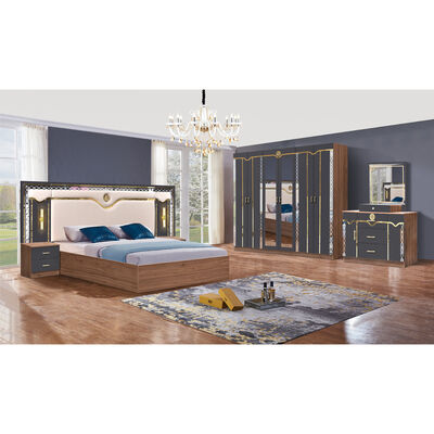 China Atacado Barato Madeira MDF King Size Cama Conjunto 5 Peças Quarto Duplo Moderno Luxo Quadro de Madeira Quarto Conjunto Móveis