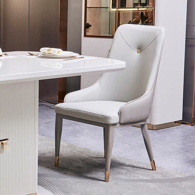 Conjunto de Mesa de Jantar e Cadeiras de Madeira para Casa de Luxo Moderna, 6 Lugares, Móveis Brancos, Conjuntos Completos de Sala de Jantar em Madeira