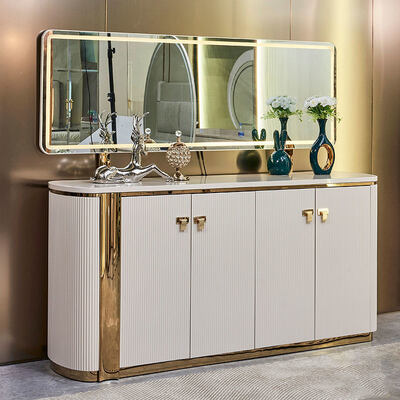 Conjunto de Mesa de Jantar e Cadeiras de Madeira para Casa de Luxo Moderna, 6 Lugares, Móveis Brancos, Conjuntos Completos de Sala de Jantar em Madeira