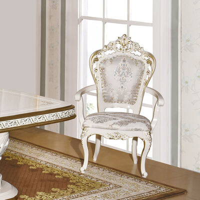 Tabela de jantar de madeira clássica branca antiga 6 cadeiras assento europeia de madeira real grande luxo casa sala de jantar mobiliário