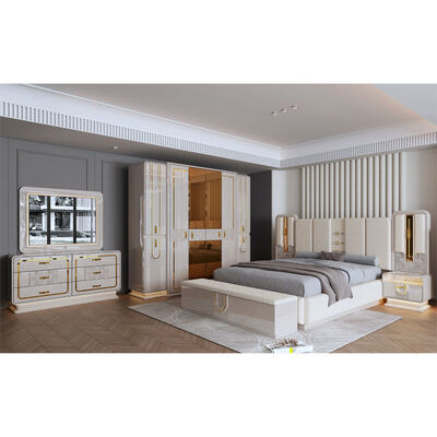 Modern Luxury Royal Complete Bedroom Sets Madeira King Size Quarto Casa Quarto Dormitório Duplo Quadro de Madeira