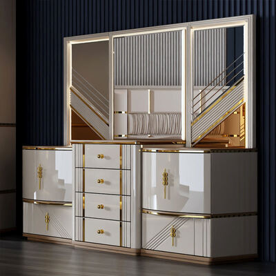 Conjuntos de Quarto de Luxo Completos Turcos por Atacado, Armazenamento Doméstico, Cama de Casal, Estrutura de Madeira, Tamanho King, Conjunto de Mobiliário de Quarto Moderno