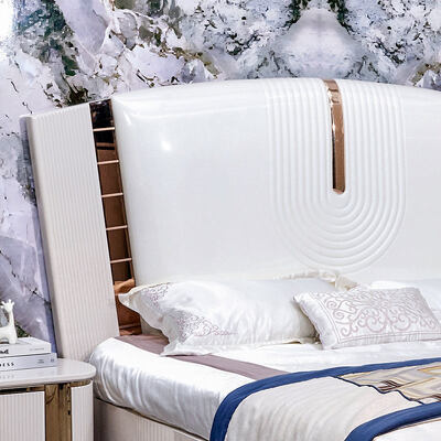 Cama de madeira de luxo de couro king size conjunto de quarto completo quarto de adultos duplo quadro de madeira completo conjunto de mobiliário de quarto de luxo moderno