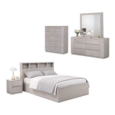 Modern Complete Bedroom Sets Master Room King Size Cama Dupla Hotel Casa Armazenamento Trama de Madeira Sólida Luxury Bedroom Furniture Set
