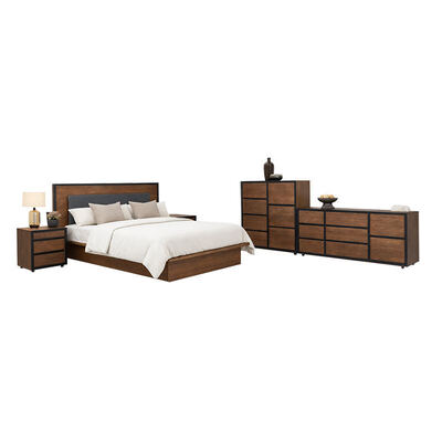 American Simple Solid Wood Bedroom Sets Ajustável Cama Dupla Casa Armazenamento Armazém de Madeira Rei Tamanho Mobiliário completo do quarto