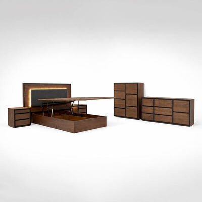 American Simple Solid Wood Bedroom Sets Ajustável Cama Dupla Casa Armazenamento Armazém de Madeira Rei Tamanho Mobiliário completo do quarto