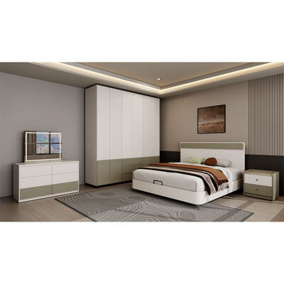 King Size Master Bedroom Completo em madeira clássica com armazenamento, aconchegante mobiliário minimalista de luxo moderno