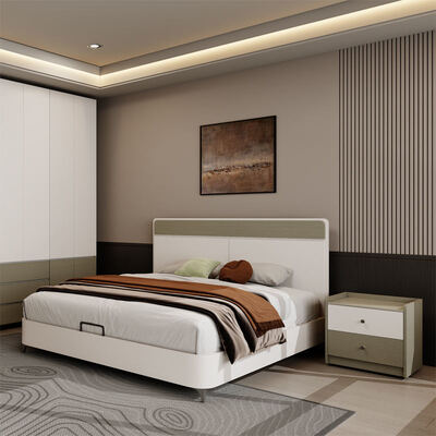 King Size Master Bedroom Completo em madeira clássica com armazenamento, aconchegante mobiliário minimalista de luxo moderno