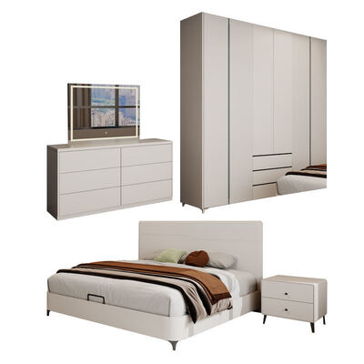 Premium King Size Set de quarto de madeira com armazenamento, oferecendo um ambiente minimalista aconchegante para o quarto moderno de luxo completo