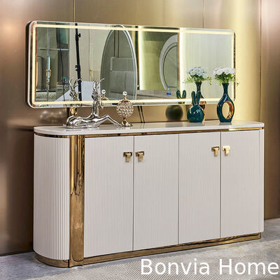 Modernos conjuntos de sala de jantar de luxo de madeira branca 6 lugares Completo mobiliário para casa Armazenamento Grande conjunto de mesa e cadeiras de madeira