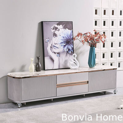 Moderno Design Luxo TV de madeira Stand Home Mobiliário Caixa Armazenamento Arco-íris de mármore Largo Largo Armazém de TV de sala de estar de madeira