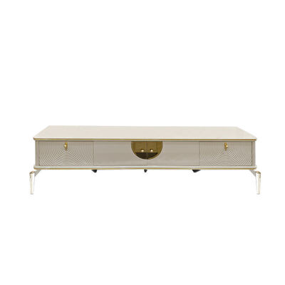 Moderno Design Retângulo Branco Madeira TV Stands Mobiliário de sala de estar Grande Armazenamento Armazém de televisão de luxo de madeira