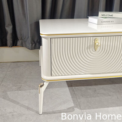 Moderno Design Retângulo Branco Madeira TV Stands Mobiliário de sala de estar Grande Armazenamento Armazém de televisão de luxo de madeira