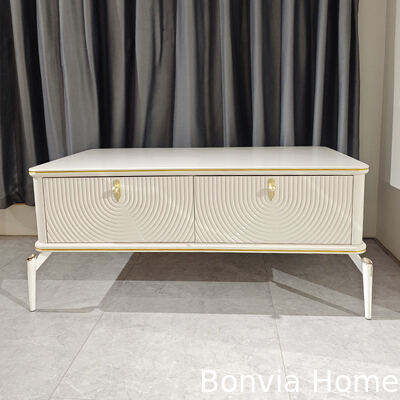 Moderno Design Retângulo Branco Madeira TV Stands Mobiliário de sala de estar Grande Armazenamento Armazém de televisão de luxo de madeira