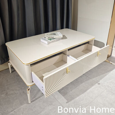 Moderno Design Retângulo Branco Madeira TV Stands Mobiliário de sala de estar Grande Armazenamento Armazém de televisão de luxo de madeira