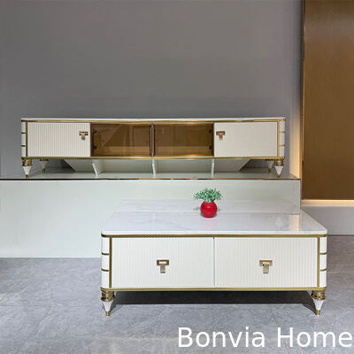 Alta qualidade stand de TV de madeira branca nórdica armazenamento móveis para casa hotel moderno de luxo MDF sala de estar armário de TV