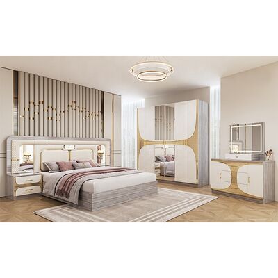 Foshan Wholesale Barato Turco Quarto de Cama Conjuntos Rei Tamanho Quadro de Cama Luxo Quarto de Casa Suíte Moderno de Madeira Quarto de Quarto Mobiliário Conjunto